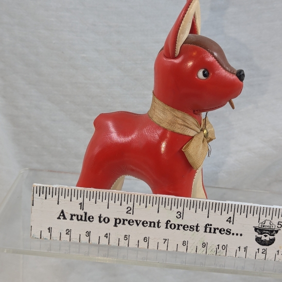 1950's vintage red leather (?) deer MCM Christmas - Picture 3 of 4